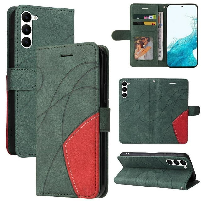 GANGXUN Flip Case for Samsung Galaxy S23 – Leather Wallet Cover with Card Slots, Kickstand & Color Stitching Protective Folio