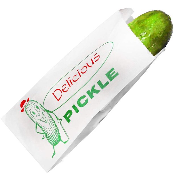 Classic Vintage Design Dill Pickle Bag 100 Pack by Avant Grub. Turn Your Party into a Carnival
