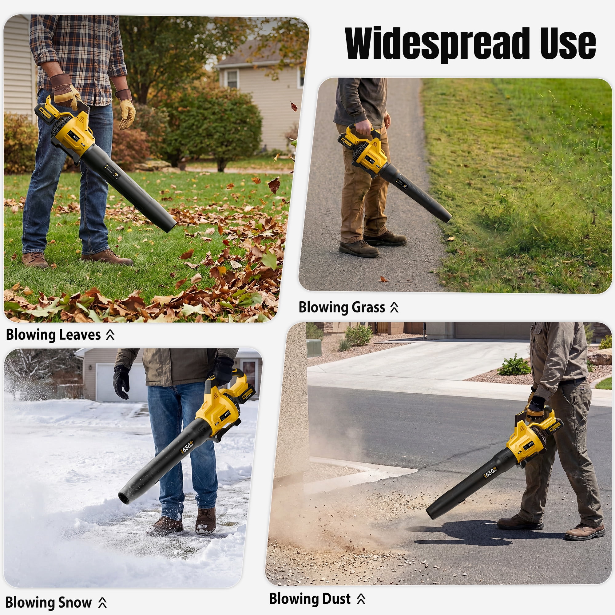 Cordless Leaf Blower with 2 x 5.0Ah Batteries, 650CFM 3-Speed Electric Leaf Blower for Lawn Care, Yard, Snow, and Debris