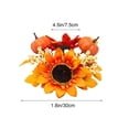 thumbnail image 3 of Harvest Festival Maple Leaf Sunflower Candlestick Wreath, Artificial Floral Candle Ring, Simulated Flower Decor for Halloween Thanksgiving Terrace Table Patio Holiday Decoration, 3 of 6