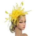 thumbnail image 5 of Baberdicy Women's Dual Fascinator - Clip & Headband Convertible - Wedding/Church Hat - Feather & Mesh Design - Value Pack Yellow,One Size, 5 of 8