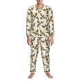 thumbnail image 3 of Naloa Flying Bees1 Men’s Pajamas Set - Long Sleeve Button Down Sleep Shirt and Pajama Bottoms Sleepwear Set-Large, 3 of 7