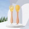 thumbnail image 2 of Baby Spoon Silicone Wooden Baby Feeding Spoon Accessories Kids Birthday Gifts, 2 of 6