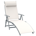 thumbnail image 1 of Outsunny Chaise Longue Extérieure Inclinable Pliante et Réglable Robuste - Ensemble de 1, Crème, 1 of 10