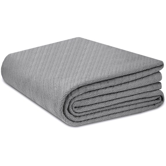 Orient Originals - Classic Cotton Twill - Super Soft Premium Herringbone Thermal Blanket - Soft & Snuggly - King Grey
