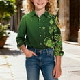 thumbnail image 7 of Lenpel Children's St. Patrick's Day Dress Shirts Girls Boys Long Sleeve Button down Collared Blouses Printed Casual Shirts(Gold,15-16 Years), 7 of 7