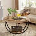 thumbnail image 4 of Tribesigns 31.7" Round Coffee Table, Industrial 2-Tier Circle Coffee Table with Storage Shelves, Modern Wooden Accent Center Table Sofa Side Table for Living Room, Home Office, Wooden Grain and Black, 4 of 8
