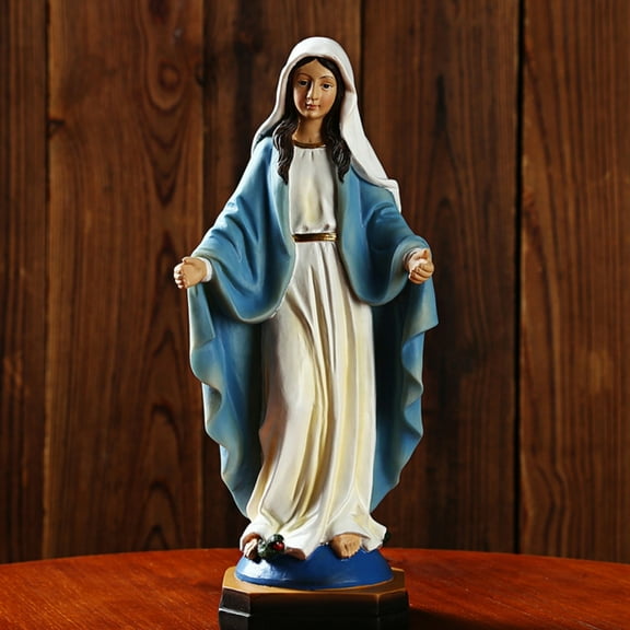 PGYONG 8.82" Our Lady of Grace Statue - Resin Hand-Painted Virgin Mary Figure,Religious Gift of Home Decor,Religious Sacraments Statues and Religious Home Decor Blessed Mother Statue