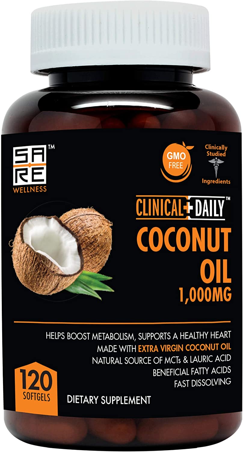 Organic Coconut MCT Oil Capsules supplement. Pure Extra Virgin Hair
