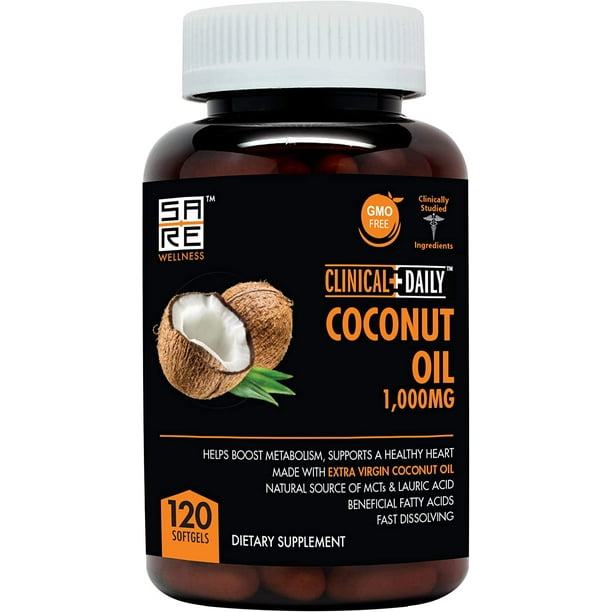 Organic Coconut MCT Oil Capsules supplement. Pure Extra Virgin Hair