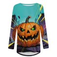 thumbnail image 4 of Karymi Shirts for Women Halloween Full Print Raglan Long Sleeve Tunic Tee, Casual Scoop Neck Loose Pullover Womens Tops, 4 of 5
