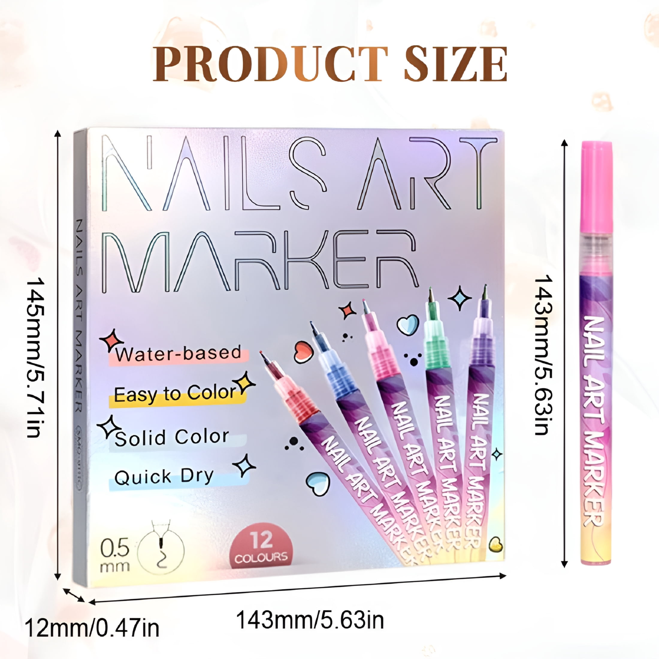 RAGUPEL Nail Art Pens Set 12 Colors Nail Art Markers,Nail Polish Pens Drawing Painting Pen for Home Salon,Quickly Dry Nail Art Nail Diy Decoration for Adult Kids (12-Colors)
