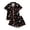 Black, variant on ZHOGXU Cozy Halloween Themed Short Sleeve Pajama Set Pumpkin Ghost Printed Turndown Collar Button Kids Girls Sleepwear Home Nights