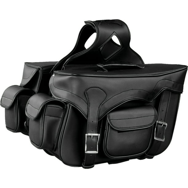 Twin Strap Black Pvc Throw Over Motorcycle Saddlebags
