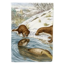 Carolines Treasures ASA2049CHF Otter at Play Flag Canvas House Size Large multicolor
