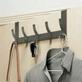 thumbnail image 4 of Over The Door Hooks 5 Hook Heavy Duty Steel Hanger for Coats Towels Hats Backpacks, Rust Resistant Scratch Free Space Saving Door Organizer, No Drill Installation, Gray, 4 of 6