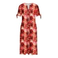 thumbnail image 5 of Edvintorg Dresses for Women Fashion Floral Printing Button V-Neck Short Sleeve Summer Beach Dresses with Pockets Casual Dresses for Women, 5 of 5