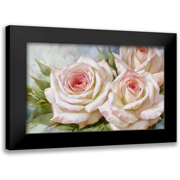 Levashov, Igor 14x10 Black Modern Framed Museum Art Print Titled - White and pink roses 2