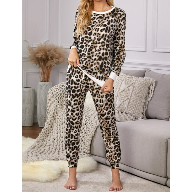 Leopard print loungewear clearance set