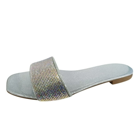 

nsendm Lavender Slippers for Women Slippers Womens Outdoor Fashion Flat Casual Leisure Shoes Women s Bedroom Slippers Silver 9