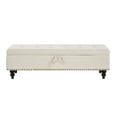 thumbnail image 6 of GZXS Cotton Linen Upholstered Storage Bench, 59" Long Tufted Bed Bench with Rubber Wood Legs, Modern Mid Century Storage Ottoman Seat for Window,Entryway,Living Room (Beige), 6 of 7