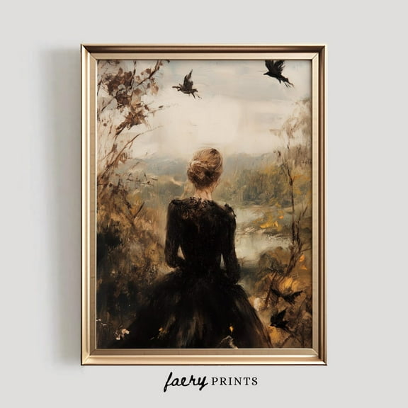 Modroom Victorian Lady In Fall Print | Autumn Wall Art | Romantic Fall Decor | Moody Autumn Aesthetic | #1023 Wall Art, Modern Wall Decor, 8x12 UNFRAMED