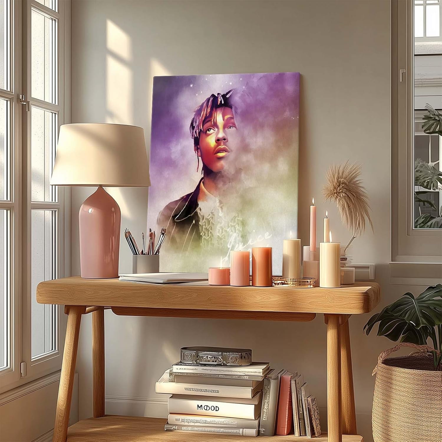 P&L Art Juice Wrld Canvas Wall Art, Rapper Singer Album Cover and Poster Framed Print Art, Aesthetic Canvas Wall Art for Bedroom or Living Room Wall Decor Gift 16x20inch
