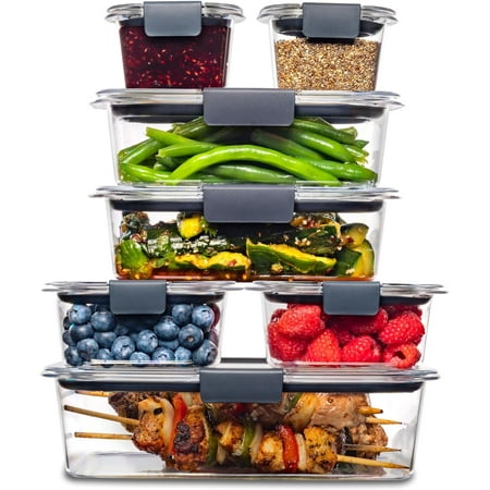 Rubbermaid Brilliance BPA Free Food Storage Containers with Lids, Airtight, for Lunch, Meal Prep, and Leftovers, Set of