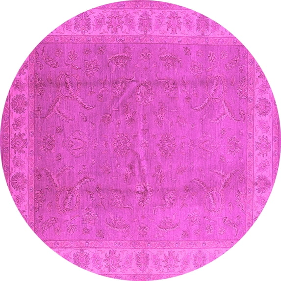 Ahgly Company Indoor Round Oriental Pink Industrial Area Rugs, 8' Round