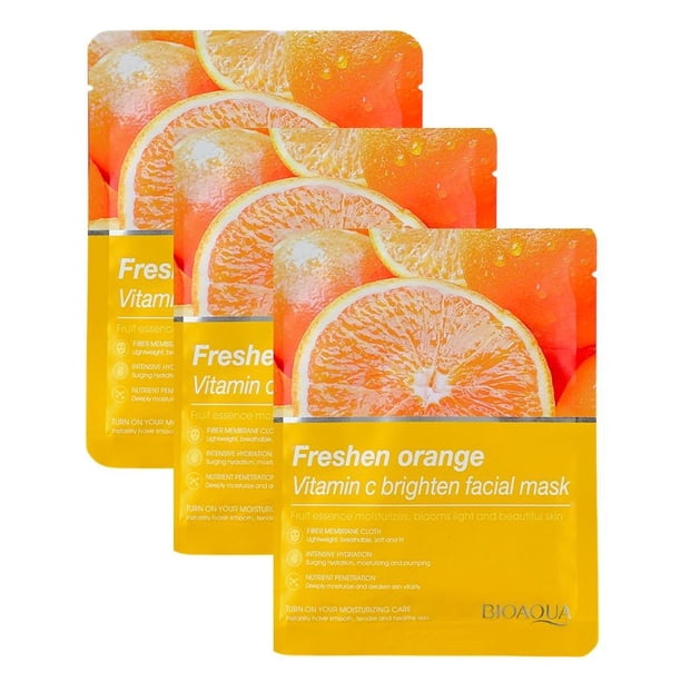 Mascarilla BIOAQUA Freshen Orange Vitamin C Brighten x3