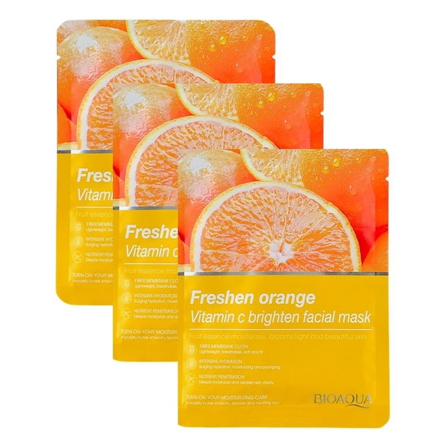 Mascarilla BIOAQUA Freshen Orange Vitamin C Brighten x3
