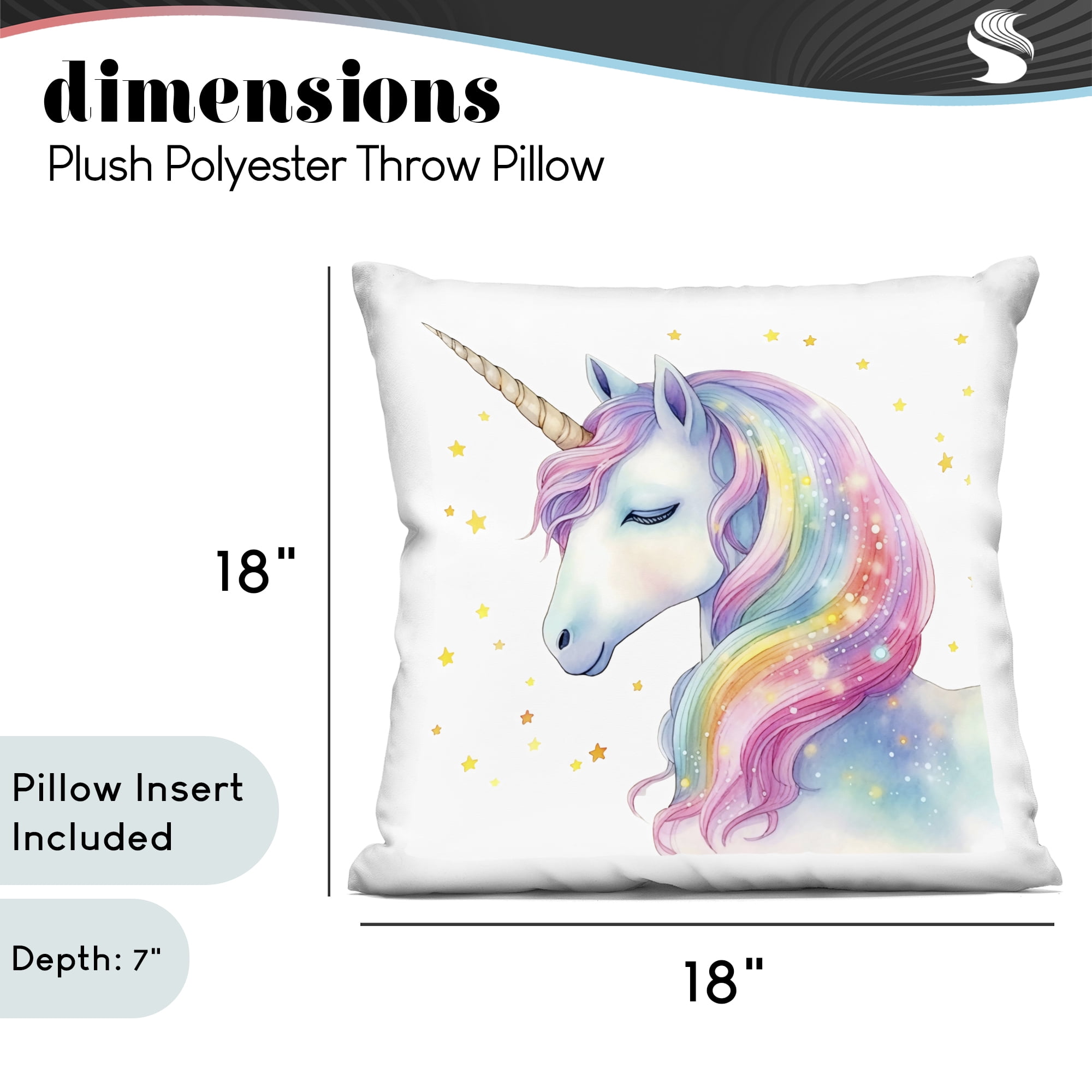 Stupell Industries Enchanted Rainbow Mane Unicorn Decorative Printed Throw Pillow, design by Creative Studio
