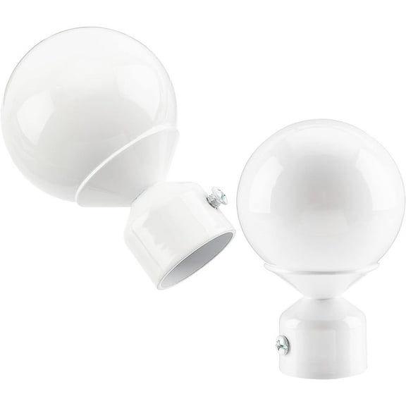 2PCS Round Curtain Rod Finials Drapery Pole Ball End White Replacement Decorative End Head Caps for 1 Home Office Curatins Rod Decor Supports(3.5x2.6inch)