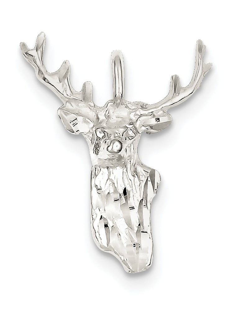 SILVER STAG DEER CHARM 925 STERLING SILVER STAG WITH ANTLERS CHARM
