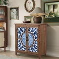 thumbnail image 5 of Alpha Joy Rustic 2-Door Accent Cabinet, Wood Storage Cabinet with Shelves in Porcelain Pattern for Entryway, Dining Room, Blue & White, 5 of 7