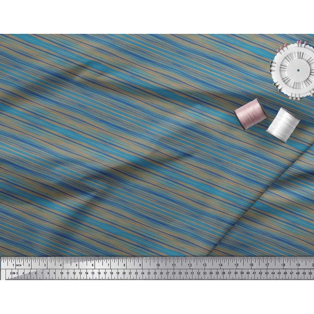 Soimoi Polyester Crepe Fabric Abstract Stripe Printed Fabric 1 Yard 42 Inch Wide