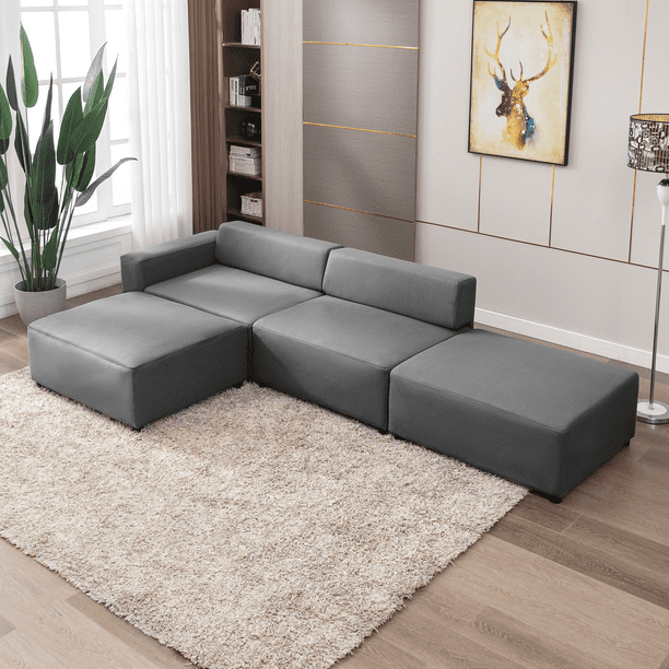 Modular Sofa With Durable Faux Suede Fabric