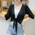 thumbnail image 4 of Shenmeida Womens Sheer Shrug Tie Top Open Front Cardigan Perspective Anti-UV Women Cape, 4 of 6