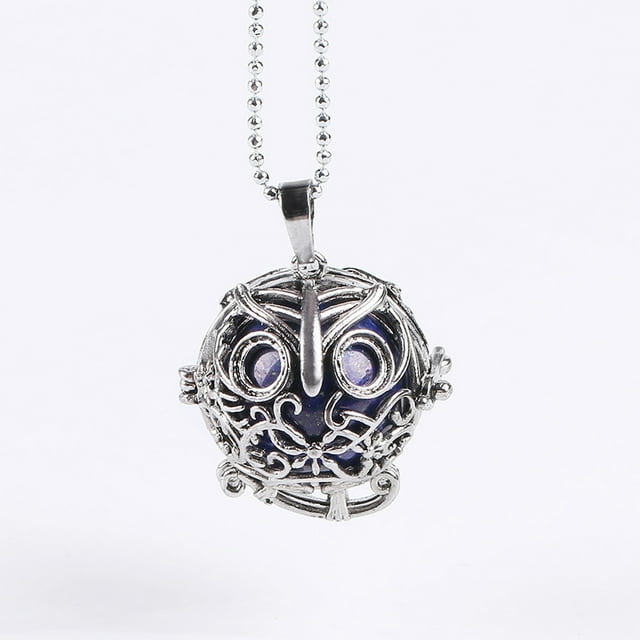 Owl Animal Necklaces Pendants Locket for Women Stone Lapis Lazuli Jewelry