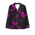 thumbnail image 6 of Gnurob Saving 2 Piece Pajamas Set Women Valentine's Day Love Heart Print Sleepshirt and Wide Leg Long Pants Button Down Long Sleeve Nightgowns Valentine Gift for Lover Clearance,A01-Black,XXXL, 6 of 7