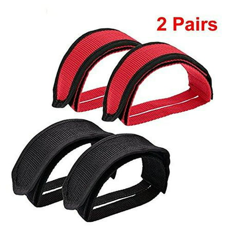 IDS Bike Pedal Straps, Bicycle Feet Strap Pedal Straps for Fixed Gear Bike, Black, Red, 2