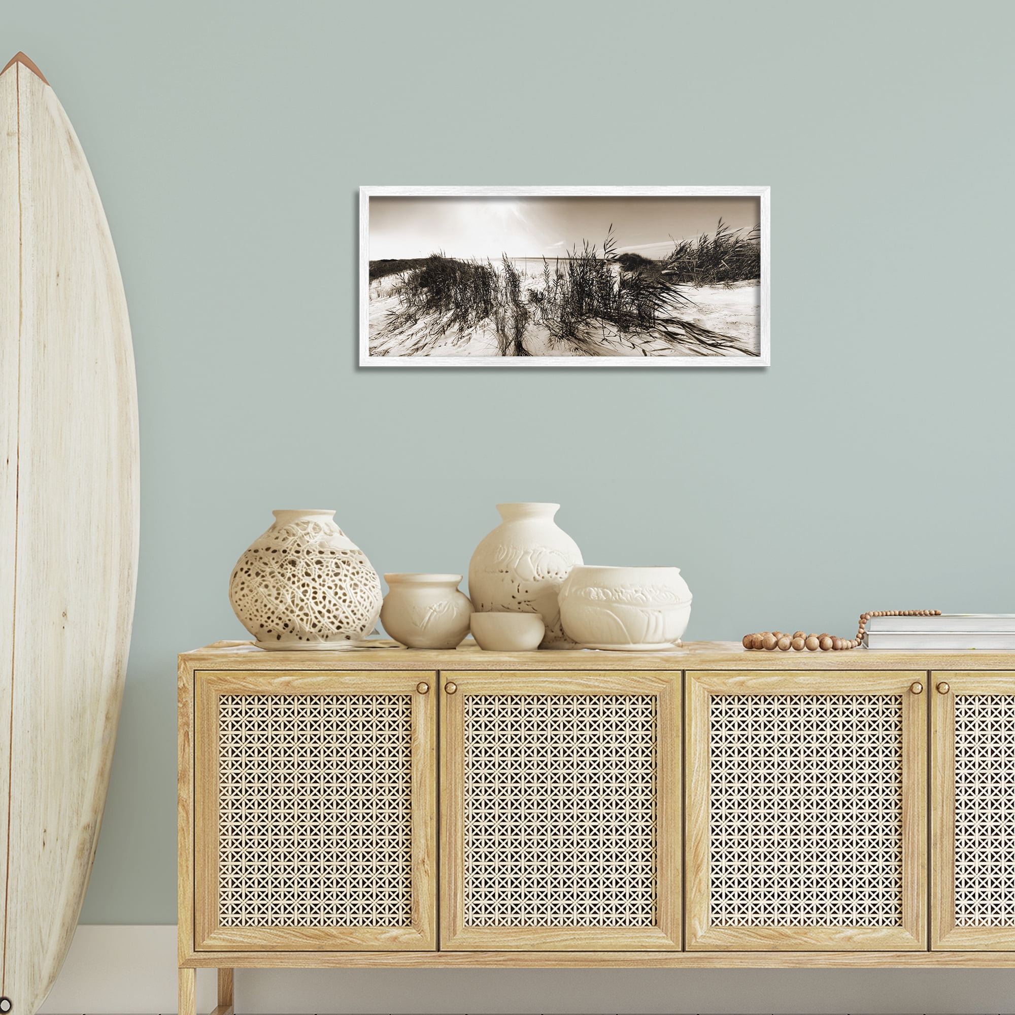 Stupell Industries Wind In The Dunes Coastal Photography White Framed Art Print Wall Art, 30 x 13