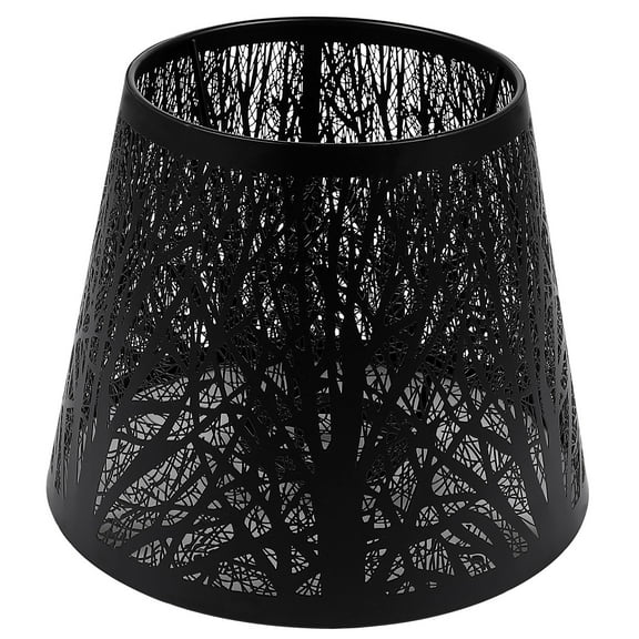 Home Decor Tree Shadow Lamp Shade E27 Small Hollow Metal Lampshade Light Accessories for Table & Floor Lamp 19x19x19cm Black