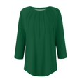 thumbnail image 4 of Womens Blouses 3/4 Length Sleeve Womens Tops Round Neck Casual Tunic Tops Basic Pleated Shirts Loose Fit 2025 Long Sleeve Shirts for Women, 4 of 6