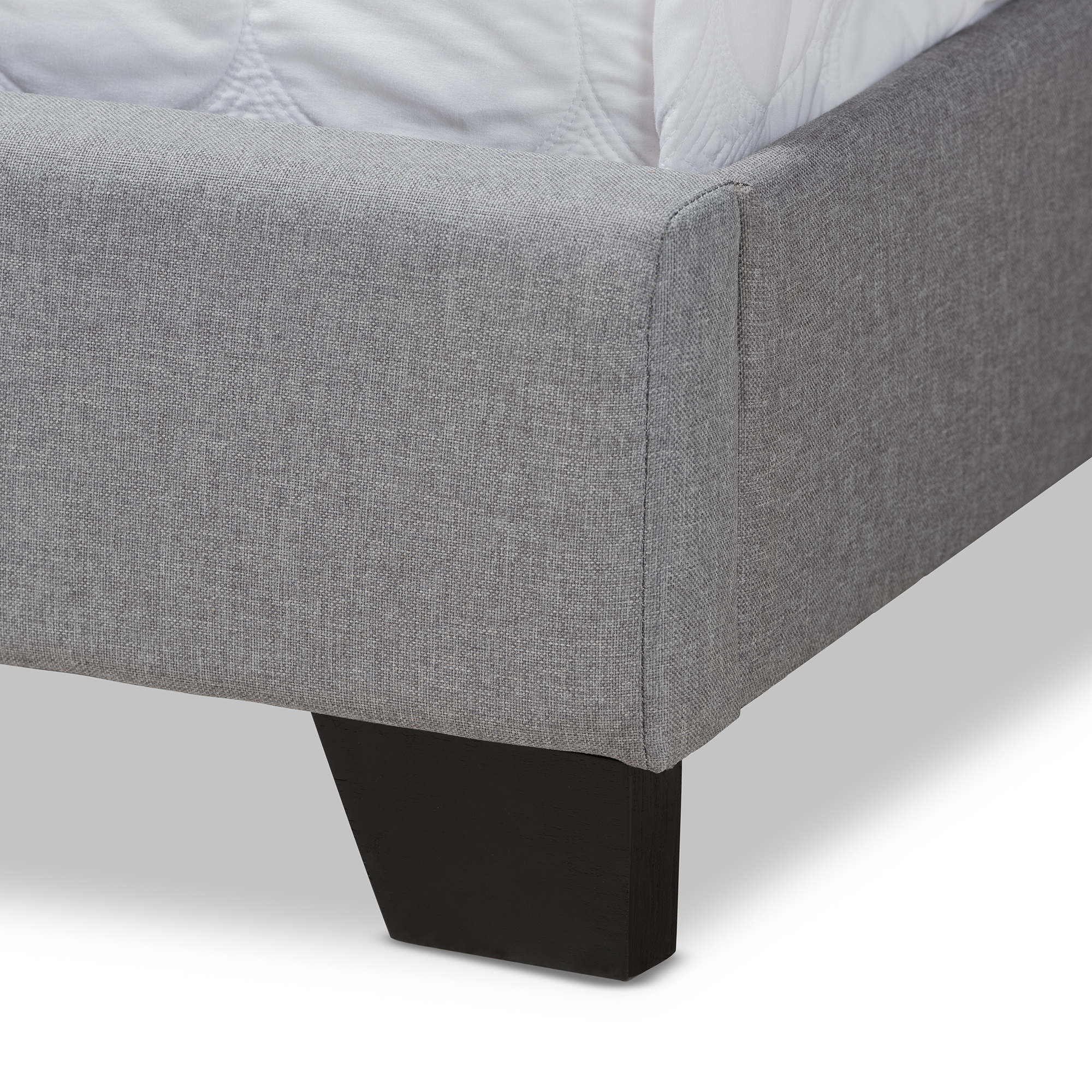 Bane Modern and Contemporary Light Grey Fabric Upholstered Queen Size Bed by Ember Interiors