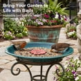 thumbnail image 2 of Topadorn Birdbath Ceramic Bowl Decor for Bee Bird Bath Outdoor Garden Vintage Yard,Blue with Red Flower, 2 of 6