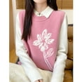 thumbnail image 2 of jinghuiyue Womens Sleeveless Sweater Vest Floral Casual Knit Tank Tops Loose Fit Crew Neck Shirts Pullover, 2 of 4