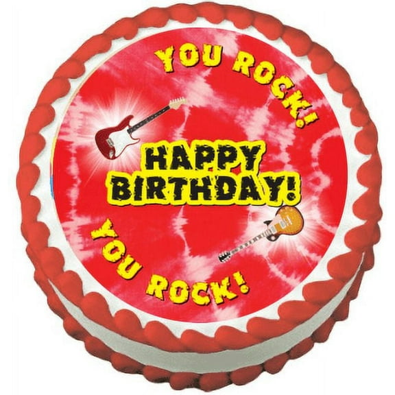 Rock Star Guitar You Rock Edible Frosting Sheet Photo Image Cake Topper - Red