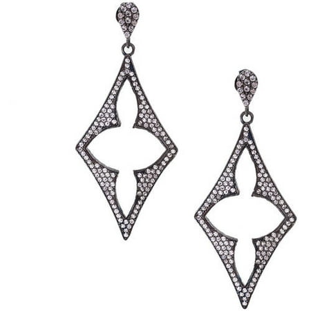 Pori Jewelers White Topaz Black Rhodium over Sterling Silver Earrings
