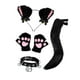 thumbnail image 2 of Conjunto de guantes y collar con orejas y cola de zorro para fiestas temáticas de animales, cumpleaños y carnaval. Negro, 2 of 9